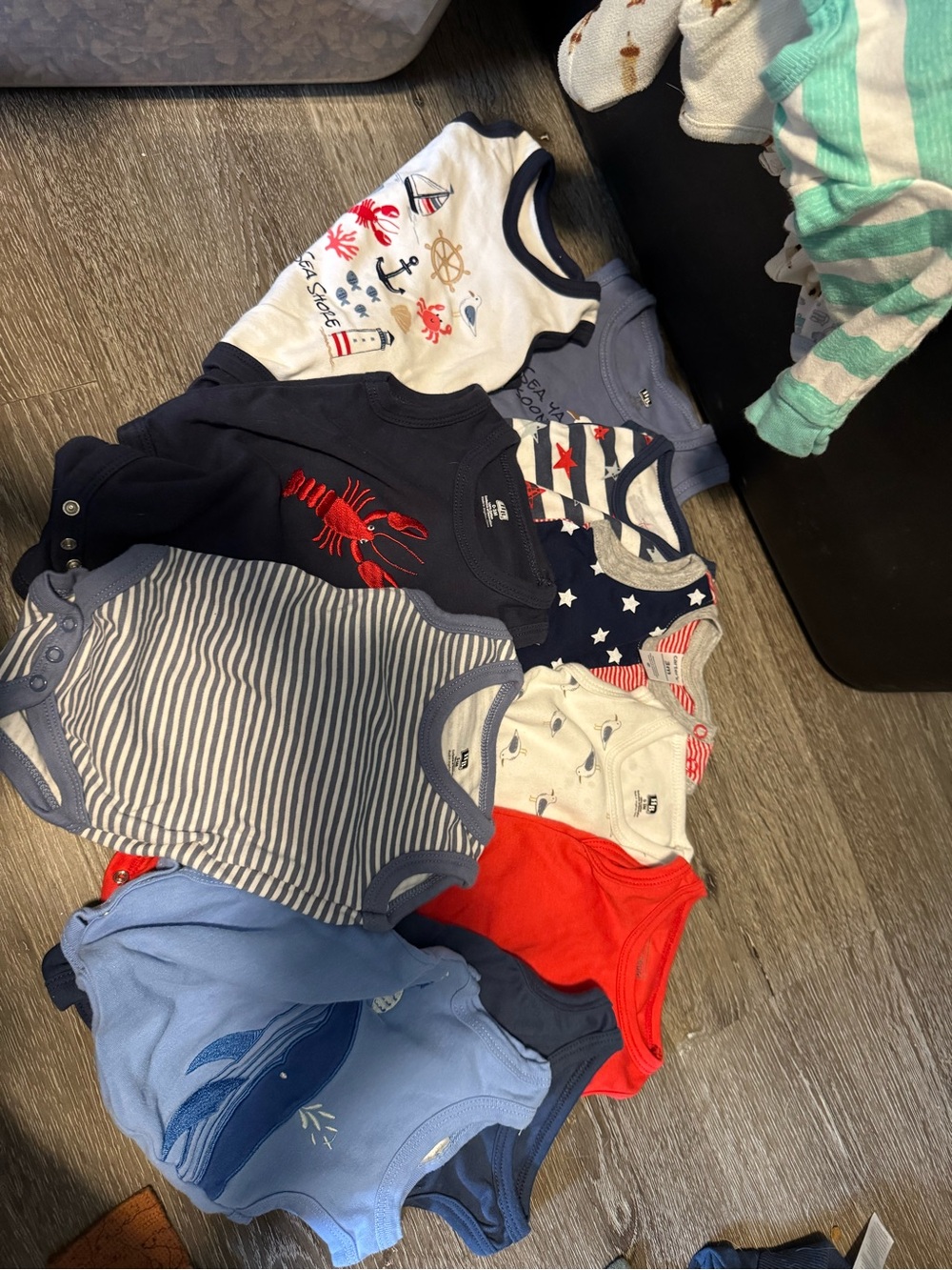 Baby Nautical Bodysuit Bundle - Navy, Red, Light Blue, White